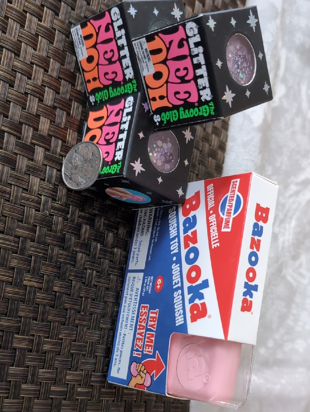 Mini Glitter Needoh And Bazooka Pink Squish Toy Lot